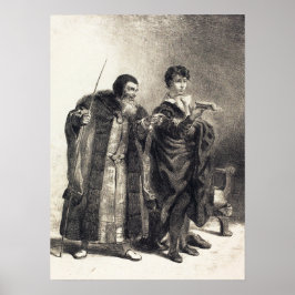 Delacroix - Polonius und Hamlet (Akt II Szene II). Poster