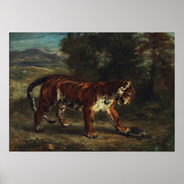 Delacroix - Tiger mit Schildkröte Poster (Vorne)