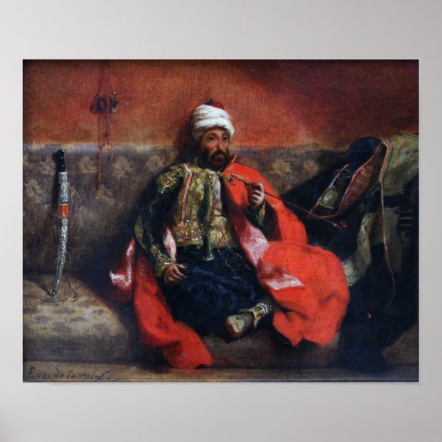 Delacroix - Türkisches Rauchen auf einer Couch Poster (Vorne)