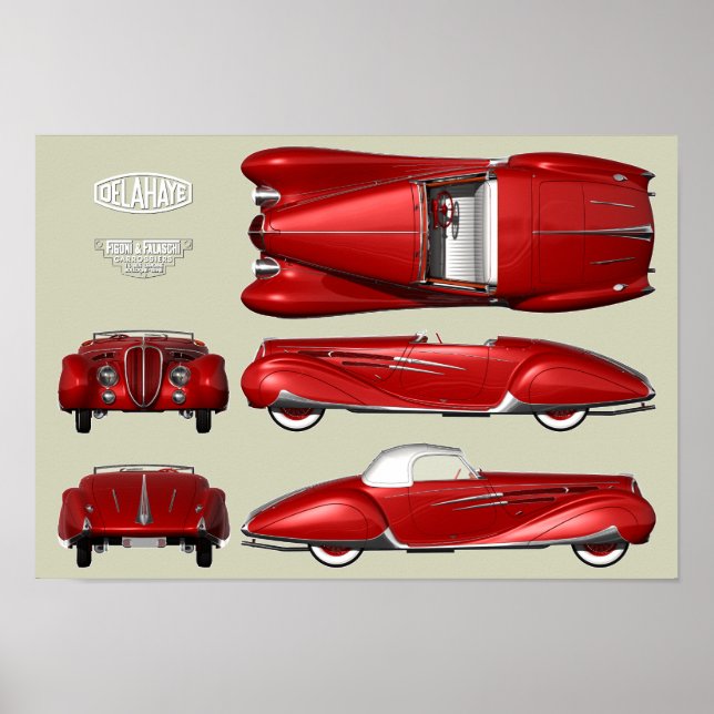 Delahaye 165 Figoni und Falaschi Poster (Vorne)