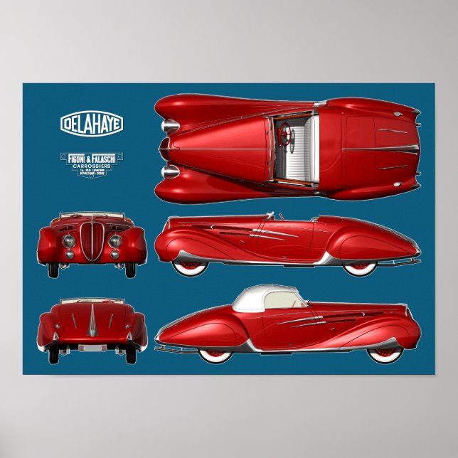 Delahaye 165 Figoni und Falaschi Poster (Vorne)