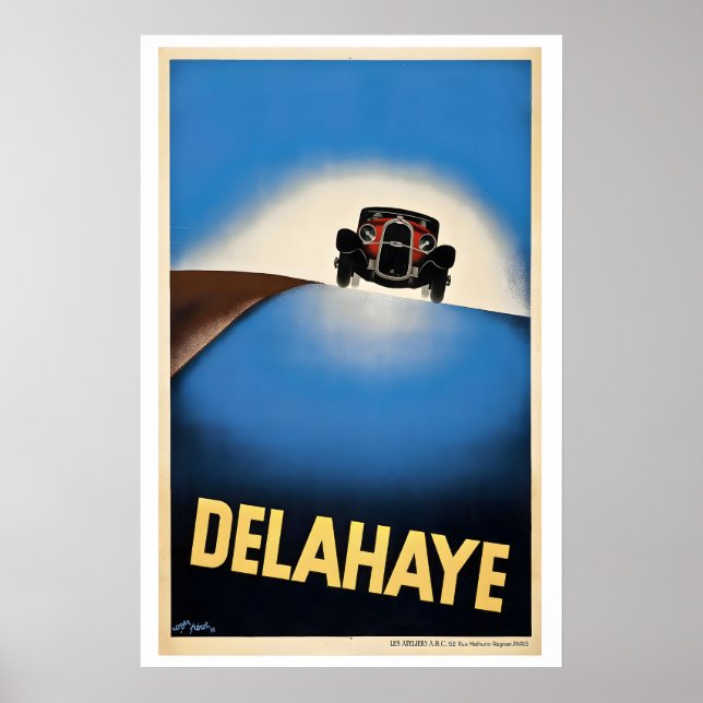 Delahaye - Affiche de voiture ancienne (Devant)