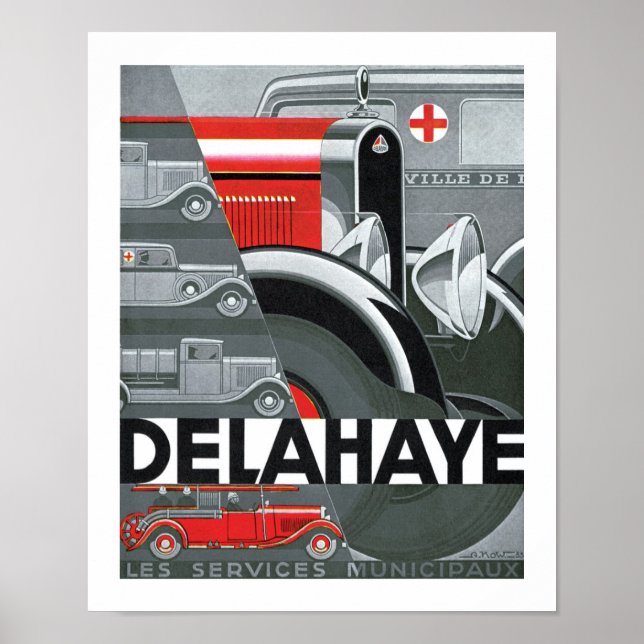 Delahaye Art Deco Automobile Ad Poster (Vorne)