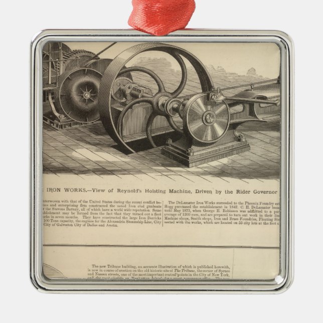 Delamater Eisen-Arbeiten Silbernes Ornament (Vorne)