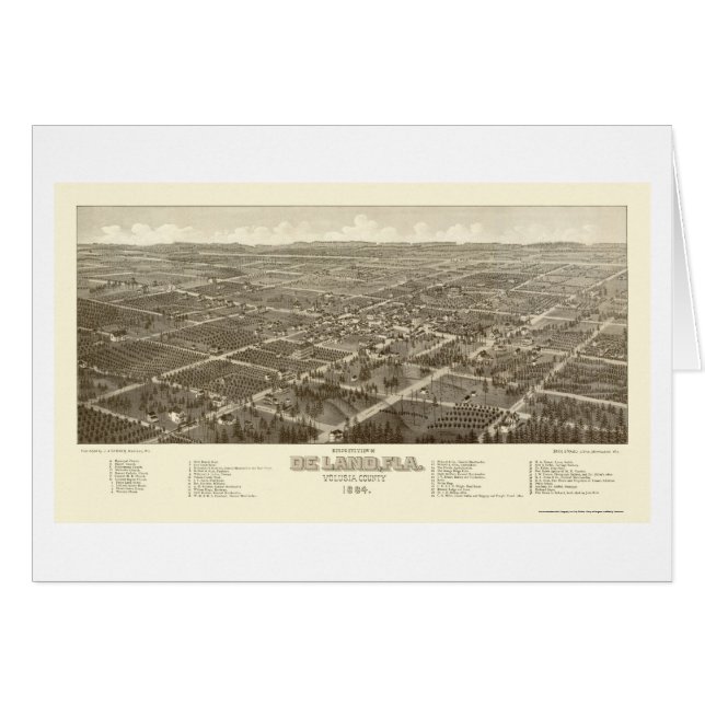 DeLand, carte panoramique de FL - 1884 (Devant horizontal)