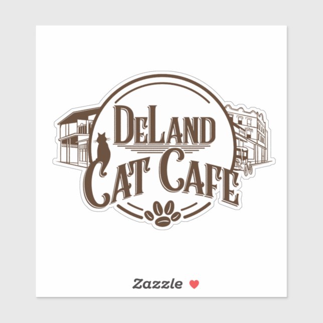 DeLand Cat Cafe LOGO großer Aufkleber (Blatt)