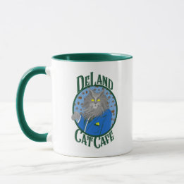DeLand Cat Cafe's Henry DeCat in blauen Anzug Logo Tasse