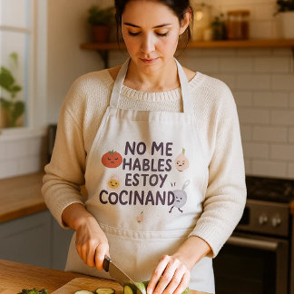 Delantal blanco ‘No me hables, estoy cocinando’ co Lange Schürze