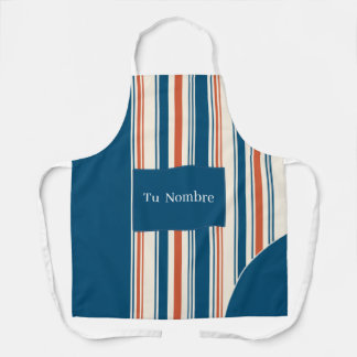 Delantal personalizado con nombre · Rayas azul pet Schürze