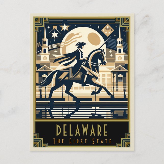Delaware | Art Deco Postkarte (Vorderseite)