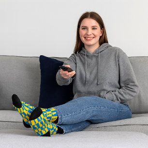 Delaware Blau-Gold-Schachbrettmuster Socken