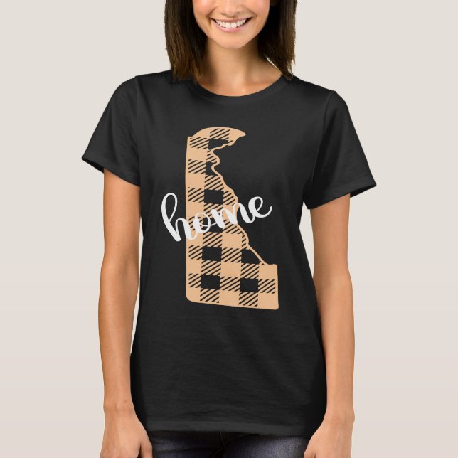 Delaware Buffalo Plaid Home State Country Peach We T-Shirt (Vorderseite)