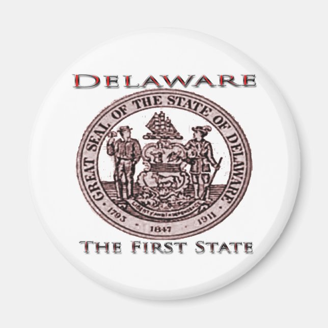 Delaware Das erste Staat-Siegel Magnet (Vorne)
