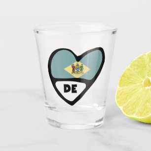 Delaware, DE-Staatsflagge im Herzen, Shot Glass Schnapsglas