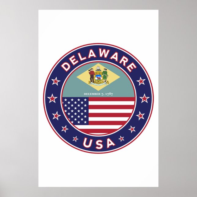 Delaware, Delaware, T - Shirt, Delaware, Aufkleber Poster (Vorne)