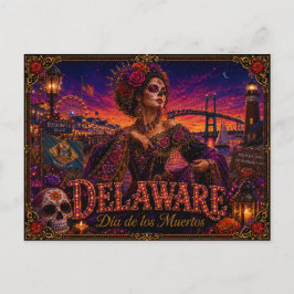 Delaware Día de los Muertos Retro Postkarte