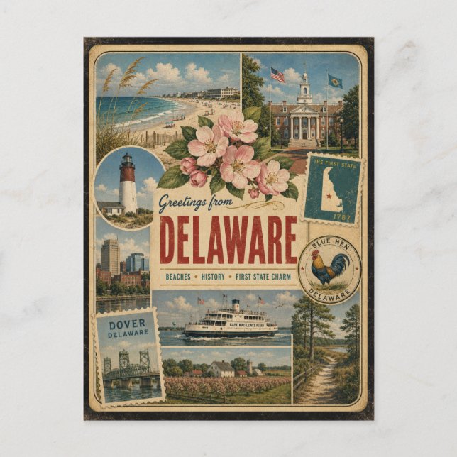 Delaware-echte Vintage-Style-Ansichtskarte Postkarte (Vorderseite)