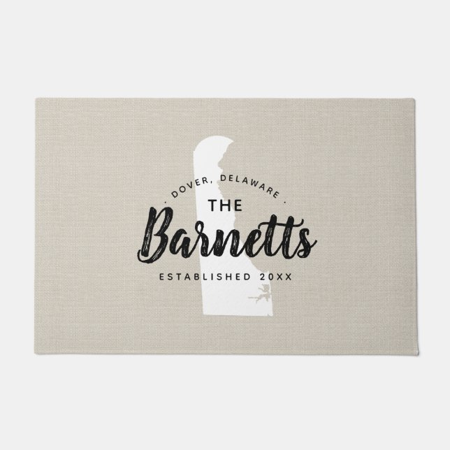 Delaware Family Monogram Staat Doormat Fußmatte (Vorderseite)