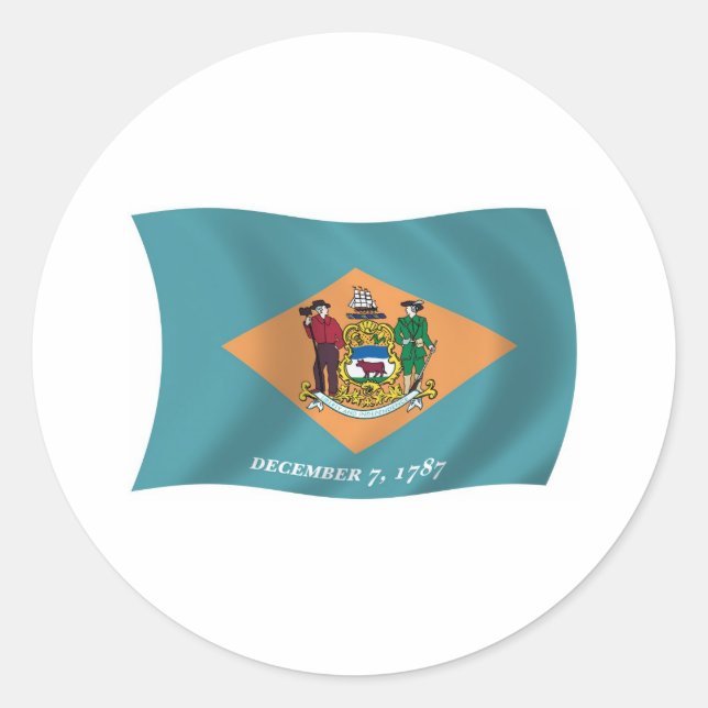 Delaware-Flag-Aufkleber Runder Aufkleber (Vorderseite)