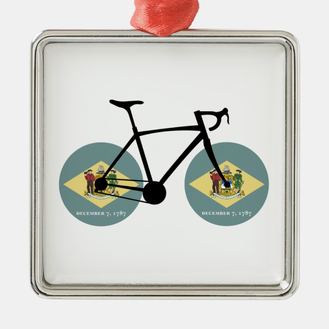 Delaware Flag Cycling Ornament Aus Metall (Vorne)