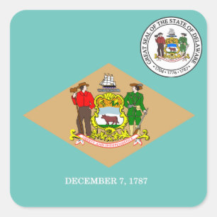 Delaware-Flagge Quadratischer Aufkleber
