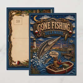 Delaware Gone Fishing Atlantischer Stör Postkarte