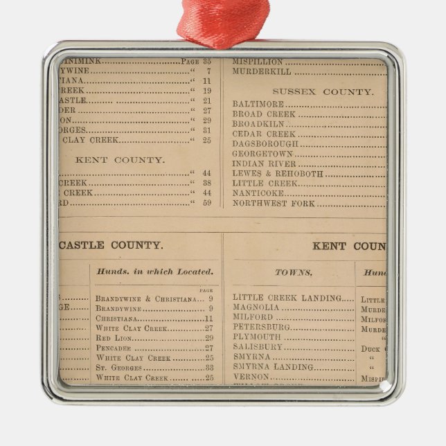 Delaware-Index Silbernes Ornament (Vorne)