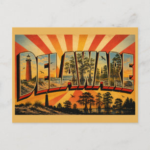 Delaware Küstenleuchtturm Zypressenwald Kunst Postkarte