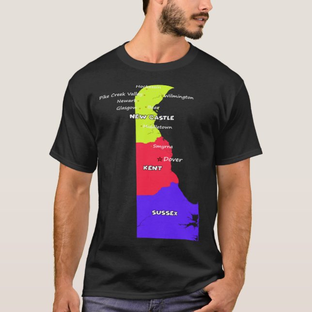 Delaware Landkreis Map US-Grenzen Großstädte T-Shirt (Vorderseite)