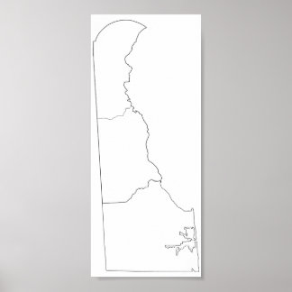 Delaware Landkreises Blank Kontur Map Poster