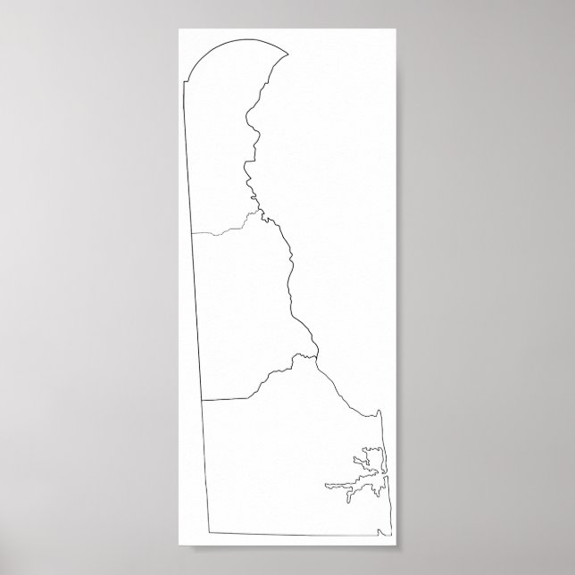 Delaware Landkreises Blank Kontur Map Poster (Vorne)