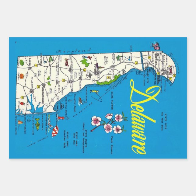 Delaware Map Geschenkpapier Set (Vorderseite)