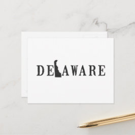 Delaware Map Shaped Letter Word Art Black Uppercas Postkarte