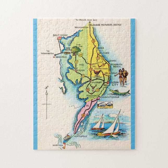Delaware Maryland Vintage-Karte Puzzle (Vertikal)