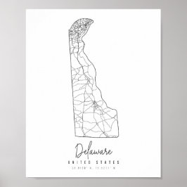 Delaware Minimal Street Map Poster