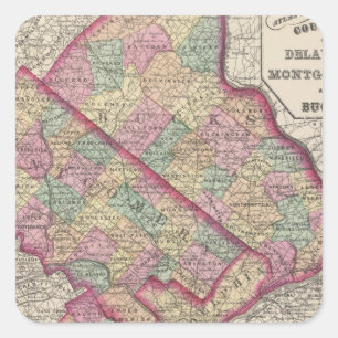 Delaware, Montgomery, Bucks Landkreises Quadratischer Aufkleber