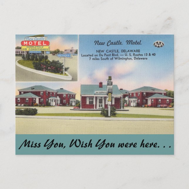 Delaware, neues Schloss-Motel Postkarte (Vorderseite)