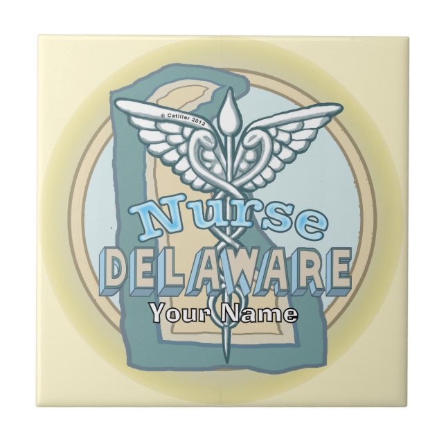 Delaware Nurse Caduceus Tile Fliese (Vorderseite)