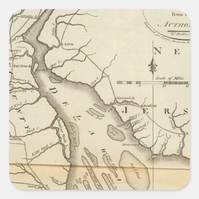 Delaware Quadratischer Aufkleber (Vorderseite)