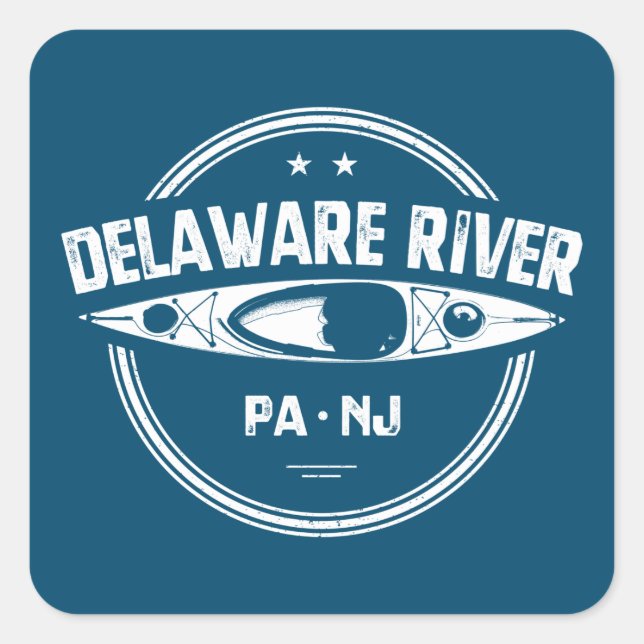Delaware River Kayaking Quadratischer Aufkleber (Vorderseite)