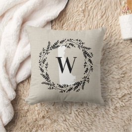 Delaware Rustic Wreath Monogram Kissen Kissen