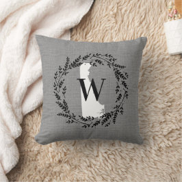 Delaware Rustic Wreath Monogram Kissen Kissen