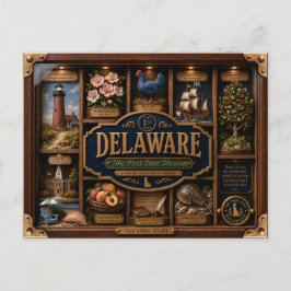 Delaware-Schattenschachtel-3D-Figurine-Staat Postkarte