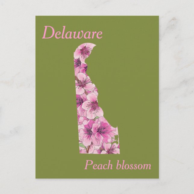 Delaware Staat Blume Collage Map Postkarte (Vorderseite)