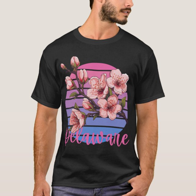 Delaware Staat Blume Peach Blossom Aufkleber 1 T-Shirt (Vorderseite)