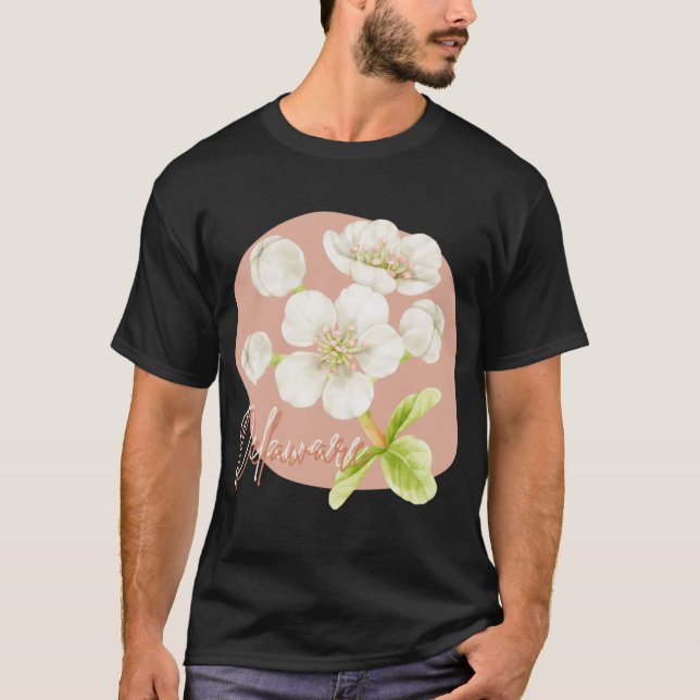 Delaware Staat Blume Peach Blossom Aufkleber Overs T-Shirt (Vorderseite)