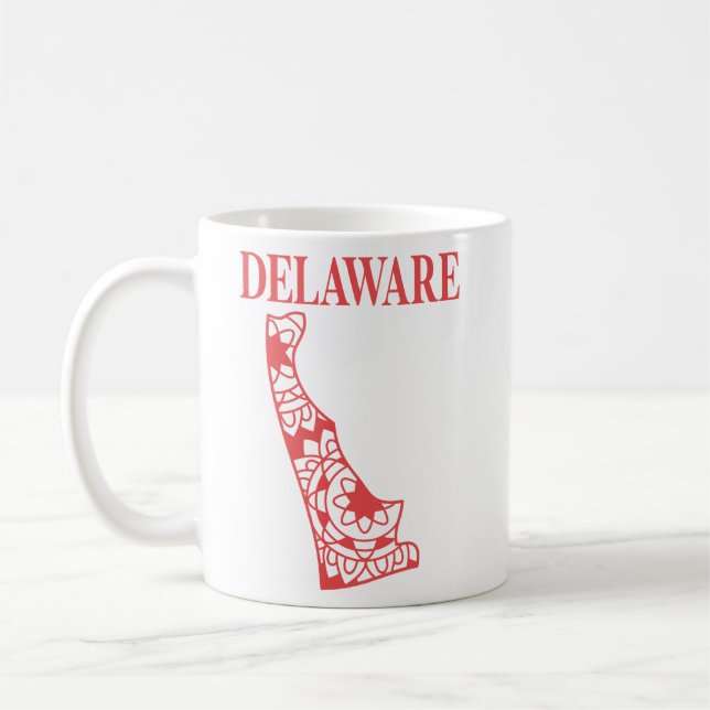 Delaware Staat mandala map, Made in Delaware Kaffeetasse (Links)