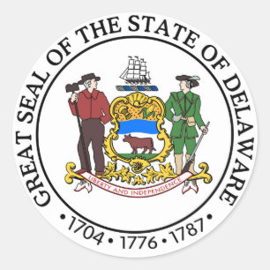 Delaware Staat Siegel America Republik Symbol Runder Aufkleber