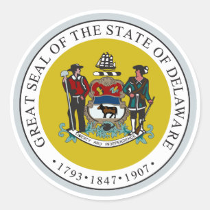 Delaware Staat Siegel Runder Aufkleber