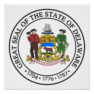 Delaware-Staats-Siegelamerika-Republiksymbolflagge Poster